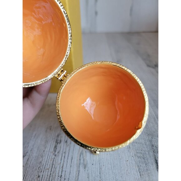 Dark blue enameled egg trinket box rhinestone Easter home decor - Picture 6 of 9